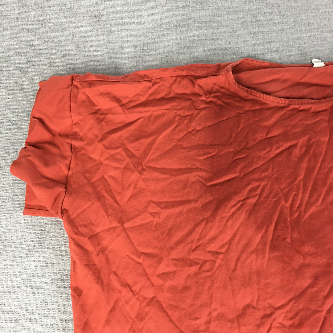 Uniqlo Womens T-Shirt Size L Red Relaxed Fit Short Sleeve Top