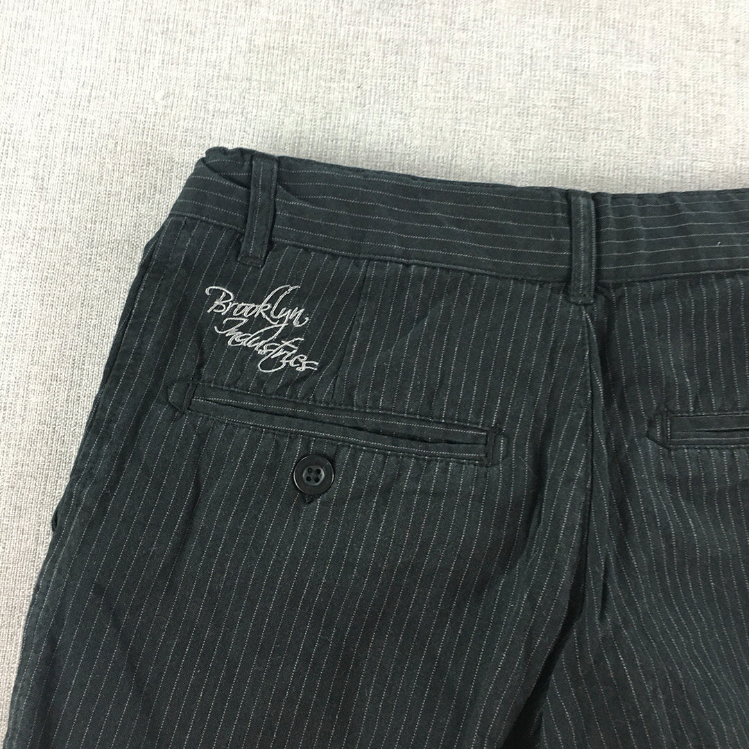 Brooklyn Industries Kids Boys Chino Shorts Size 8 Navy Blue Striped Pockets