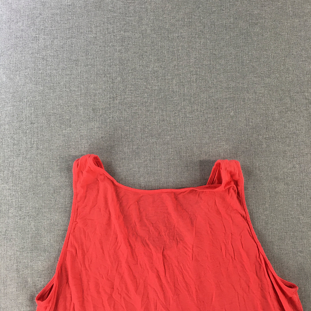 Giordano Womens Tank Top Size XL Red Sleeveless Stretch Fabric Shirt