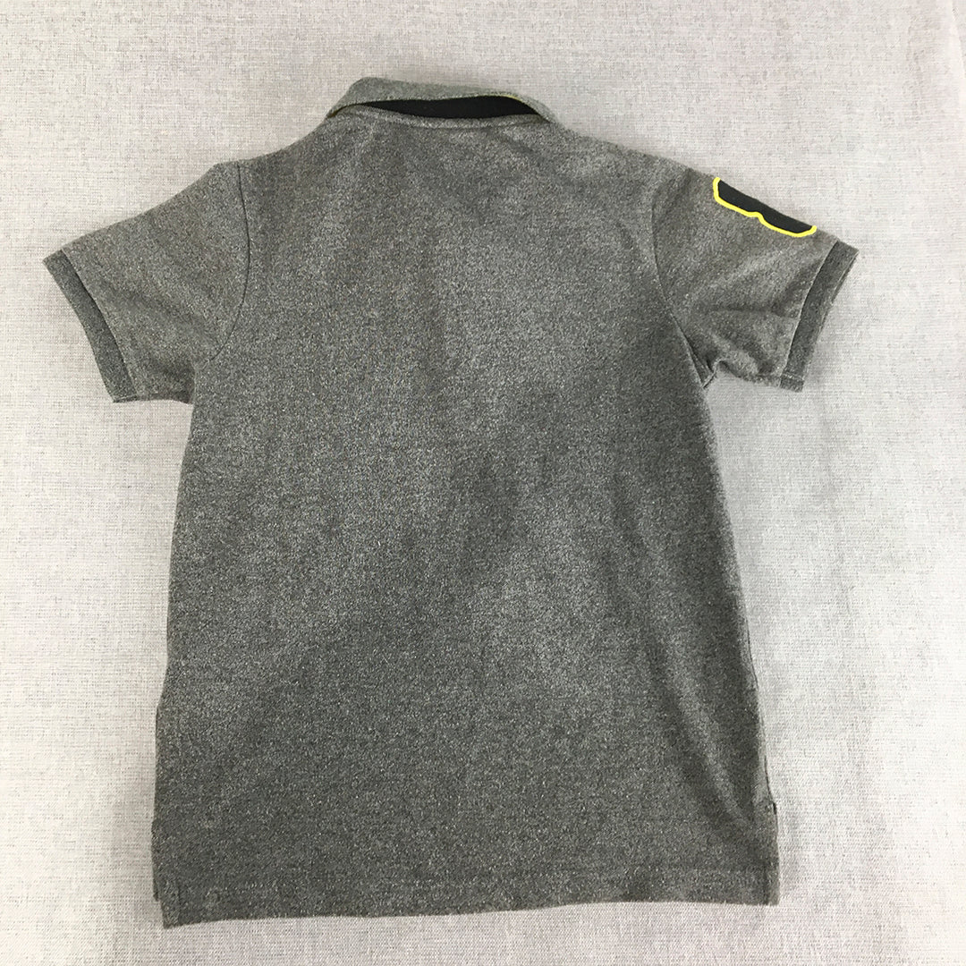 Giordano Mens Polo Shirt Size 4 - 5 Years Grey Logo Collared Short Sleeve Rugby