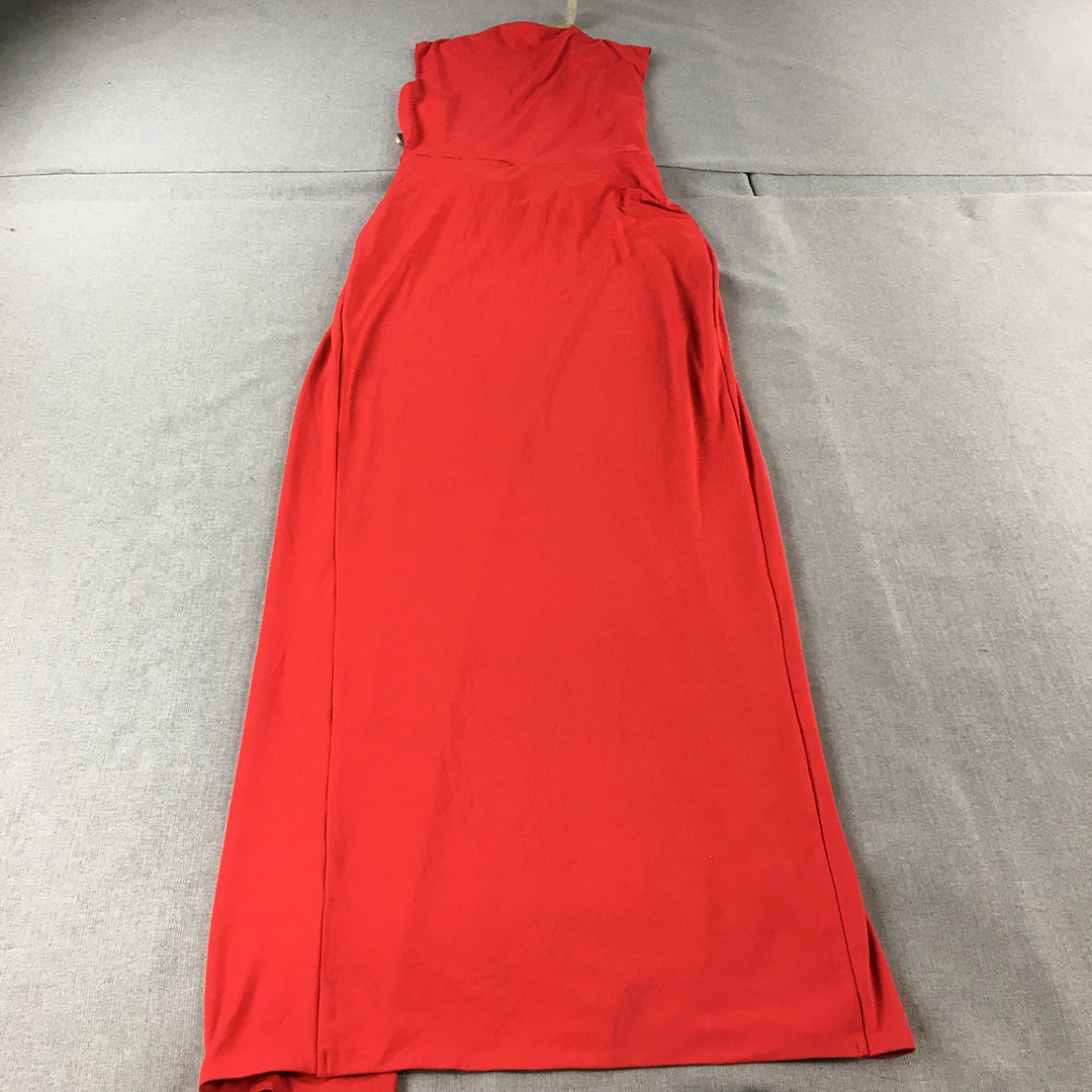 NWT Forcast Womens Evening Gown Size 12 Red Wrap Stretch Sleeveless Long