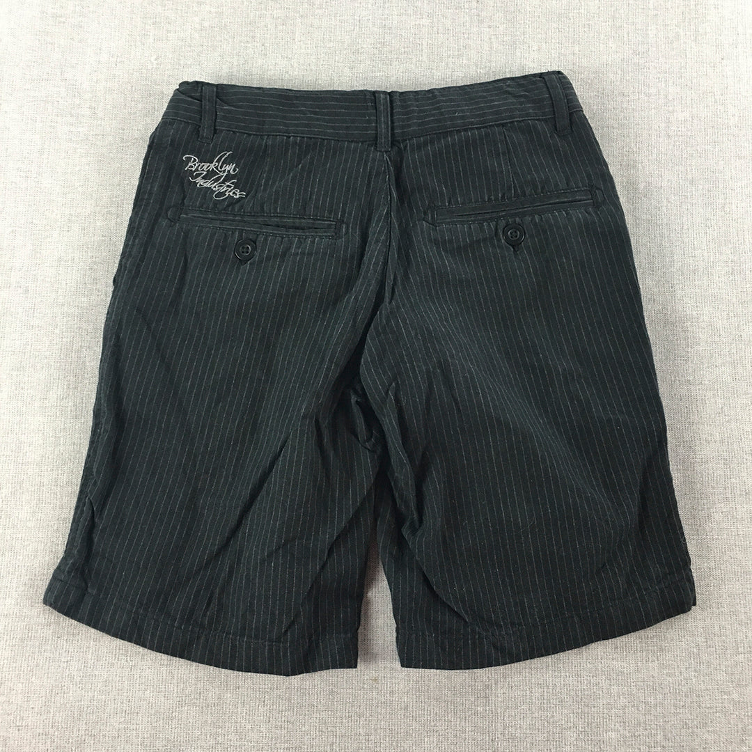 Brooklyn Industries Kids Boys Chino Shorts Size 8 Navy Blue Striped Pockets