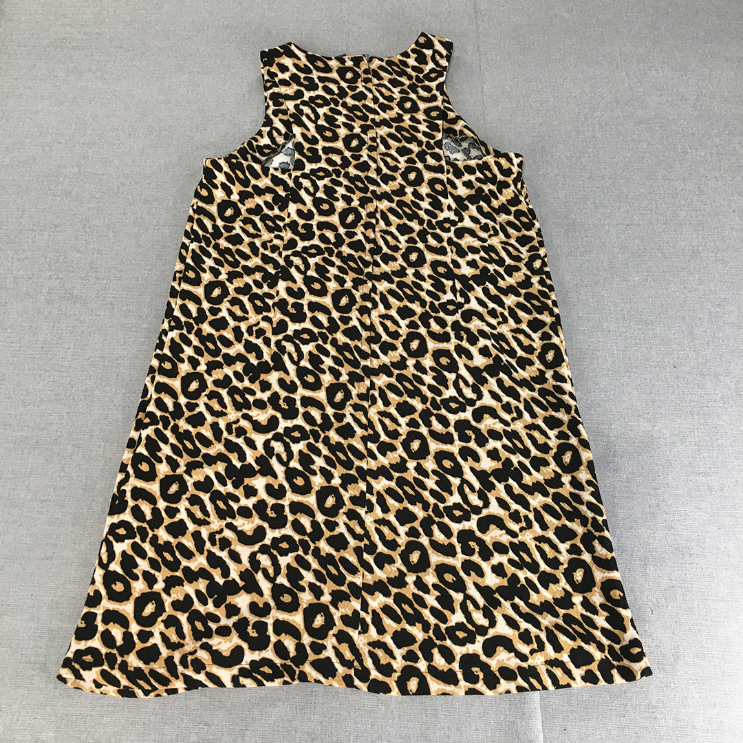 Little Lies Womens A-Line Dress Size 8 Brown Black Cheetah Print Mini