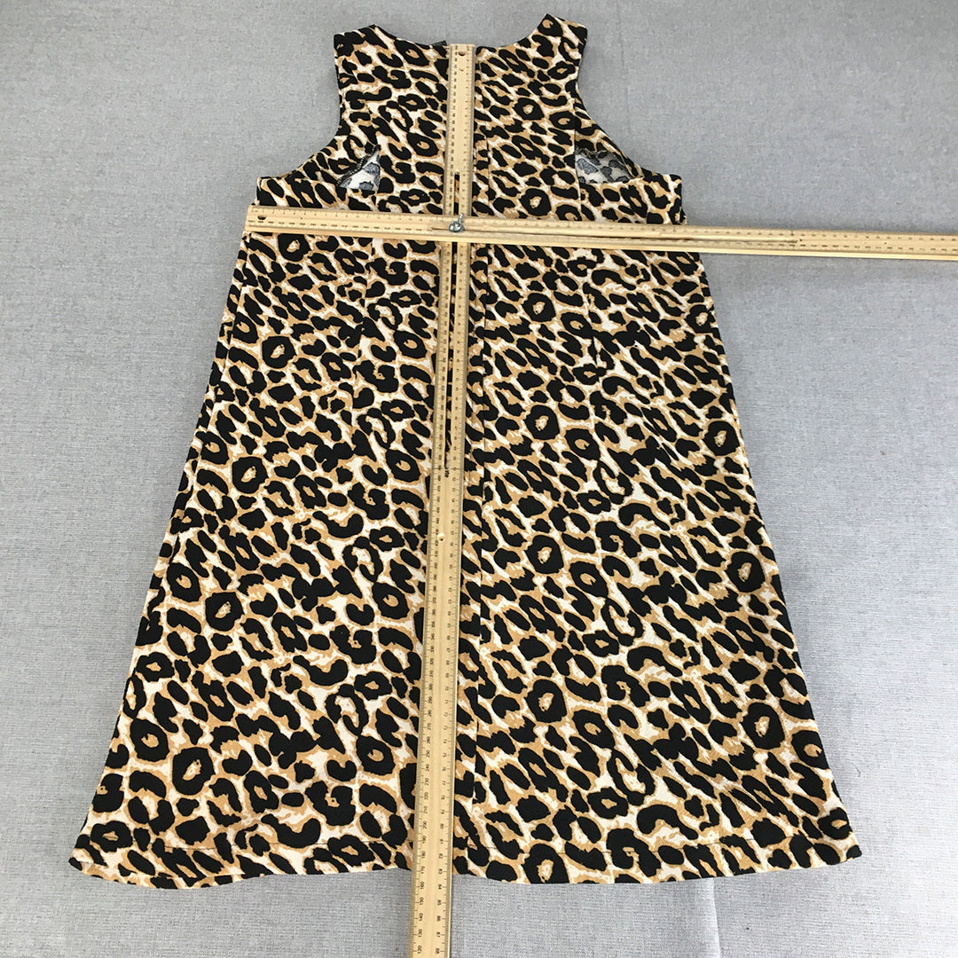 Little Lies Womens A-Line Dress Size 8 Brown Black Cheetah Print Mini