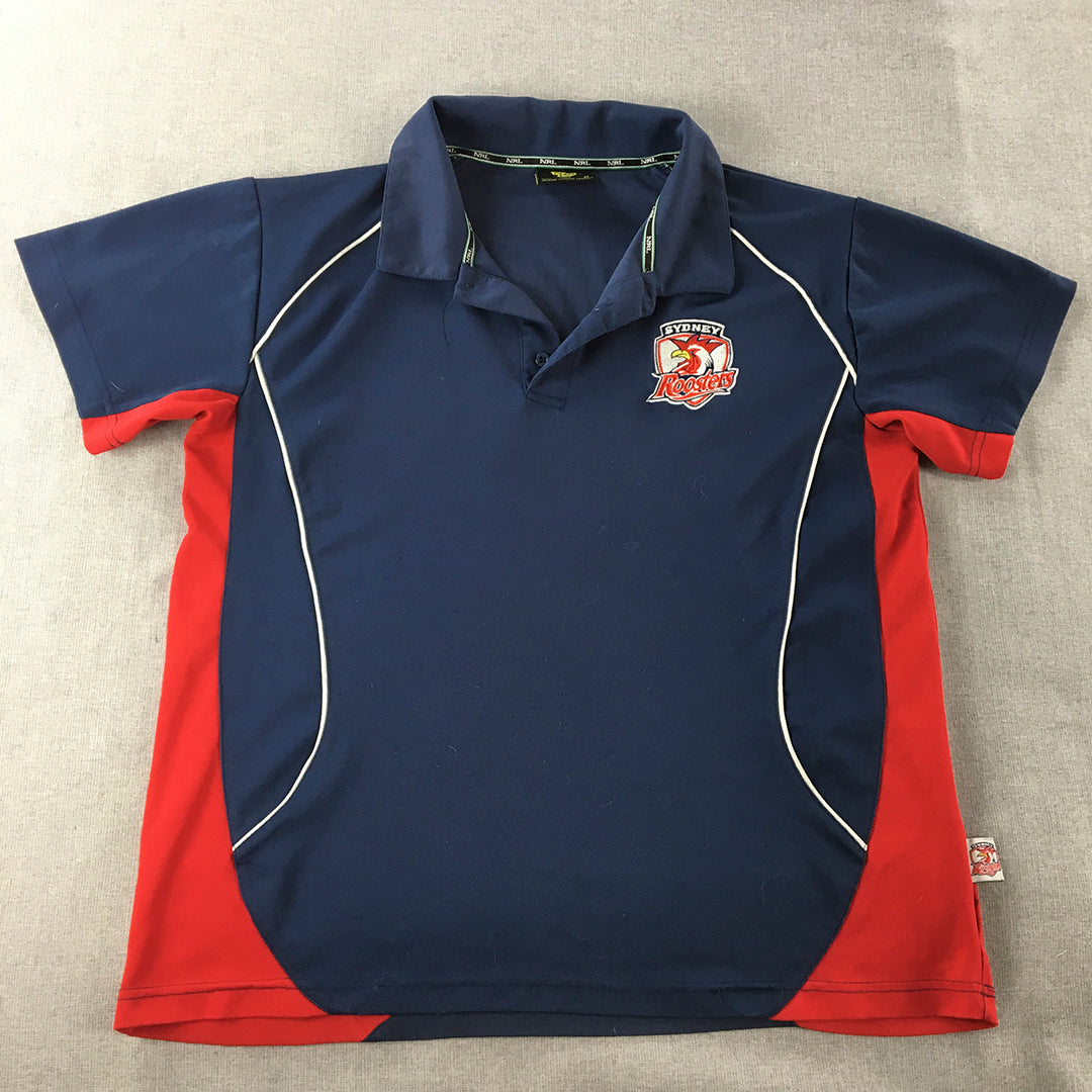 Sydney Roosters Mens Polo Shirt Size M Blue Embroidered Logo NRL Rugby League