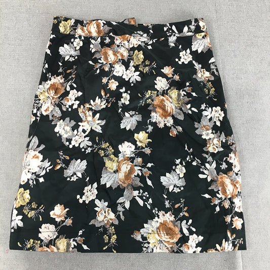 NEW Princess Highway Womens Skirt Size 10 Black Floral Straight