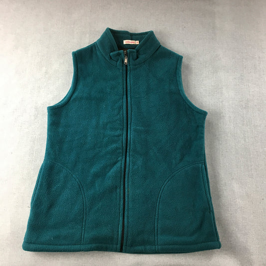 Cocolatte Womens Fleece Vest Jacket Size 12 Green Sleeveless Zip-Up Mock Neck