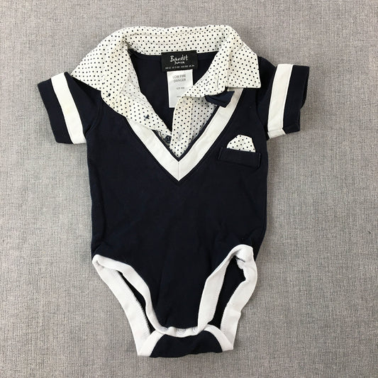 Bardot Junior Baby Bodysuit Size 000 (0 - 3 Months) Blue White One-Piece