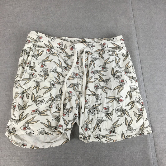 Buggs Bunny Looney Tunes Mens Shorts Size M White Drawstring Pockets