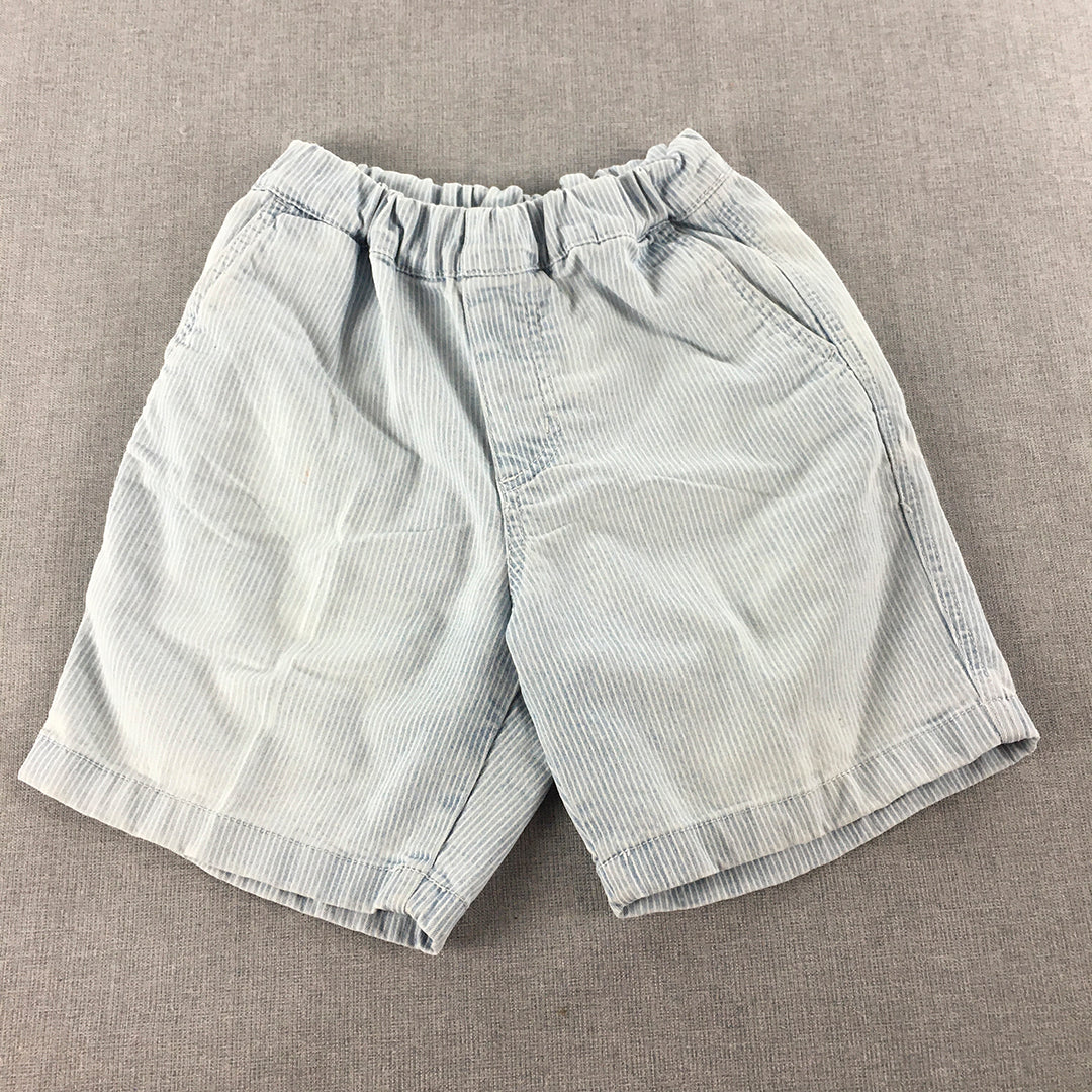 Uniqlo Kids Boys Shorts Size 4 - 5 Years Blue Striped Elastic Waist Pockets