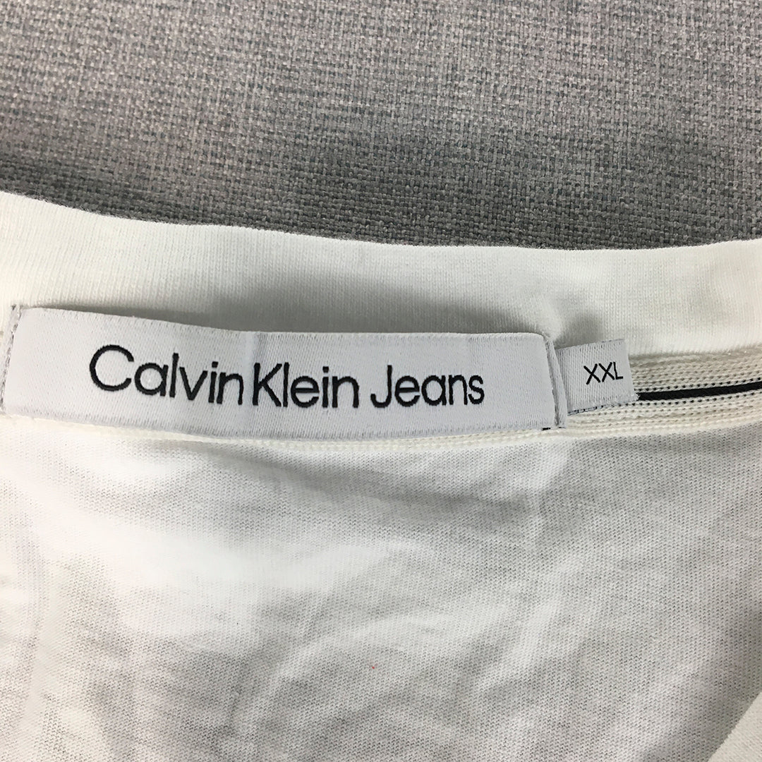 Calvin Klein Jeans Womens T-Shirt Size 2XL White Logo Short Sleeve Crew Neck