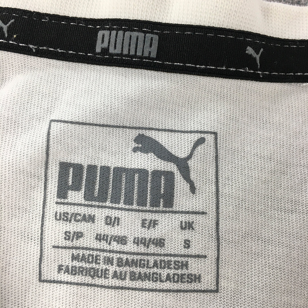 Puma Mens Shirt Size S White Long Sleeve Logo Crew Neck Pullover