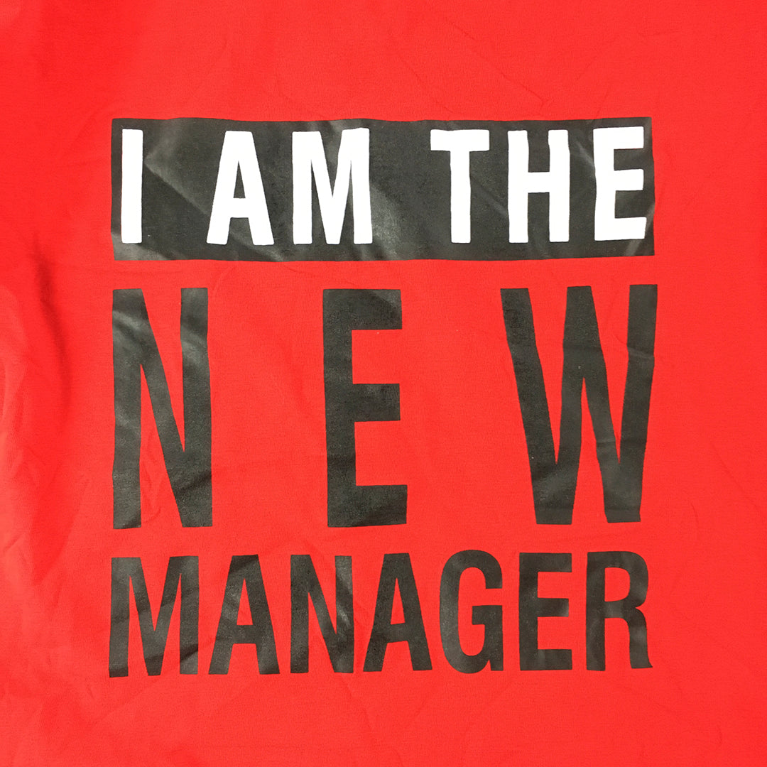 Be Awara Womens T-Shirt Size L Red I Am The New Manager