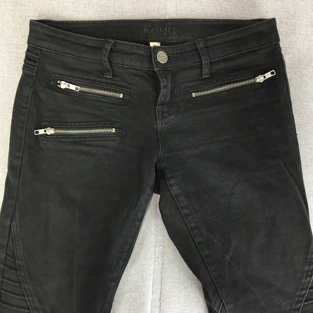 Kenji Womens Skinny Jeans Size 10 (W31 x L30) Black Dark Wash Stretch Denim