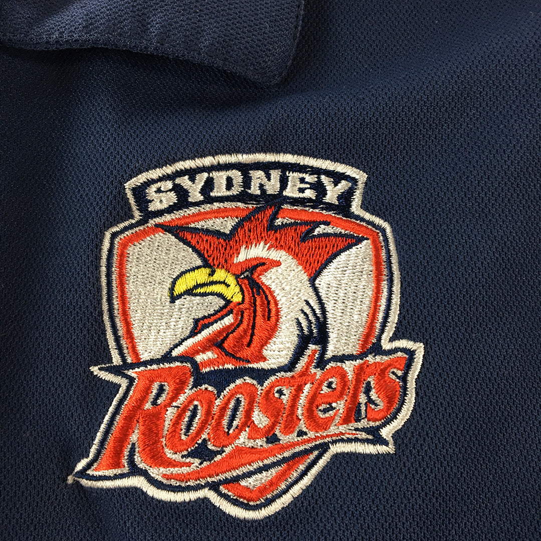 Sydney Roosters Mens Polo Shirt Size M Blue Embroidered Logo NRL Rugby League