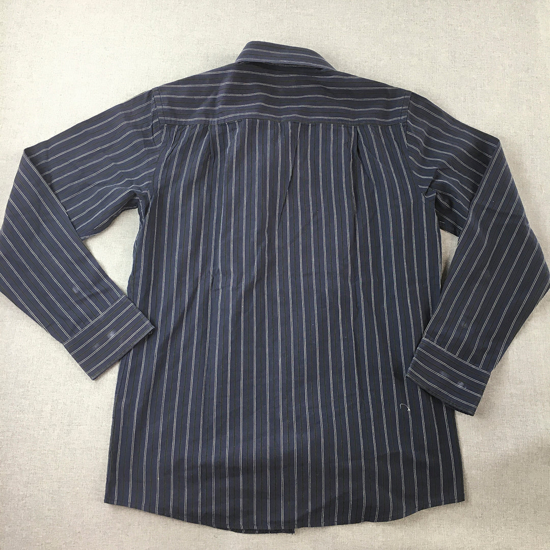 Seed Work Mens Shirt Size S Blue Striped Long Sleeve Button-Up Collared