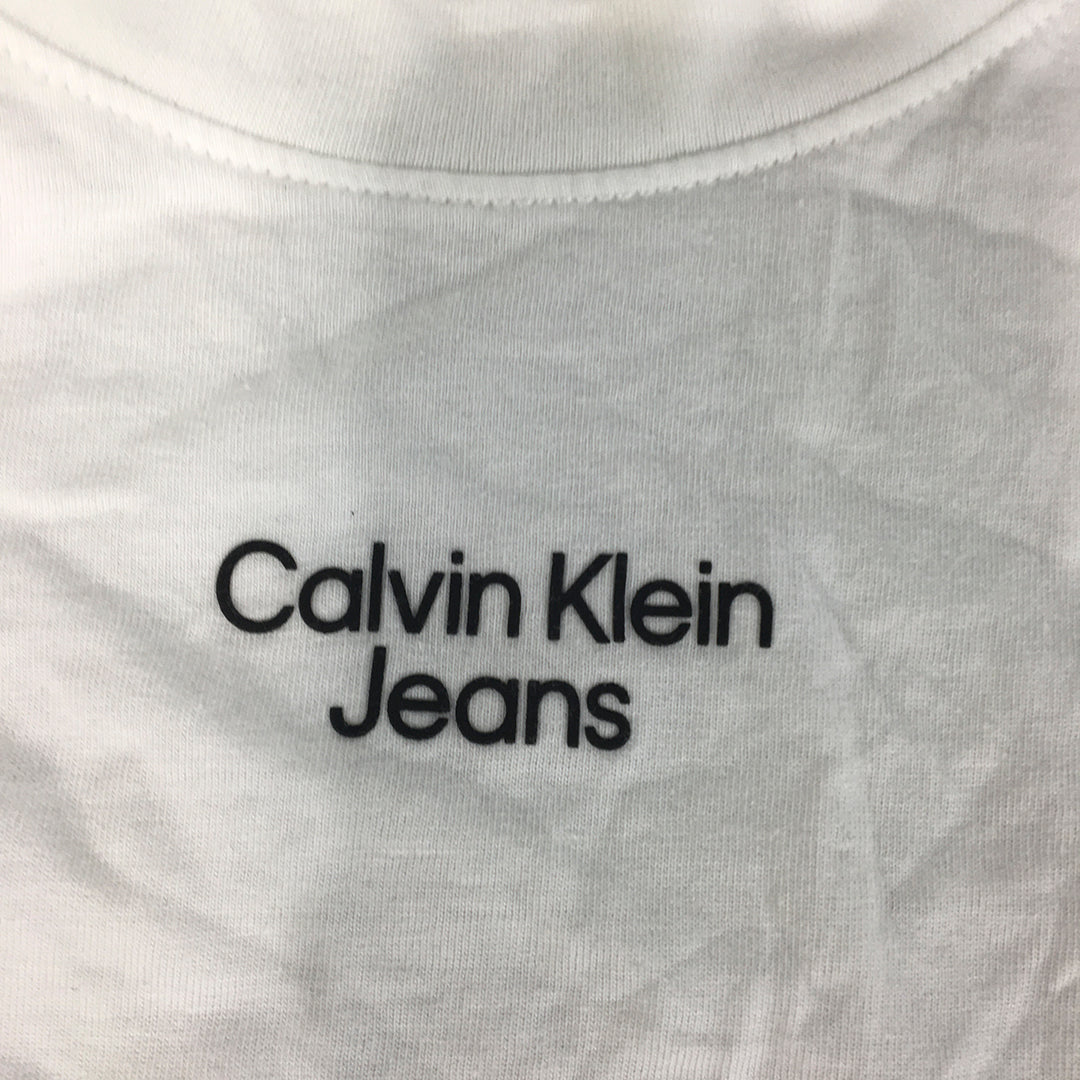 Calvin Klein Jeans Womens T-Shirt Size 2XL White Logo Short Sleeve Crew Neck