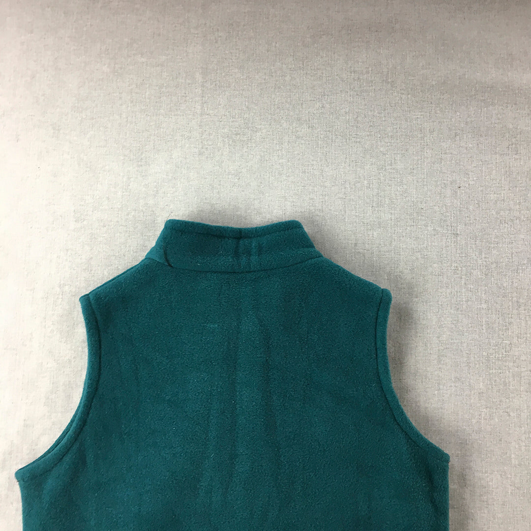 Cocolatte Womens Fleece Vest Jacket Size 12 Green Sleeveless Zip-Up Mock Neck