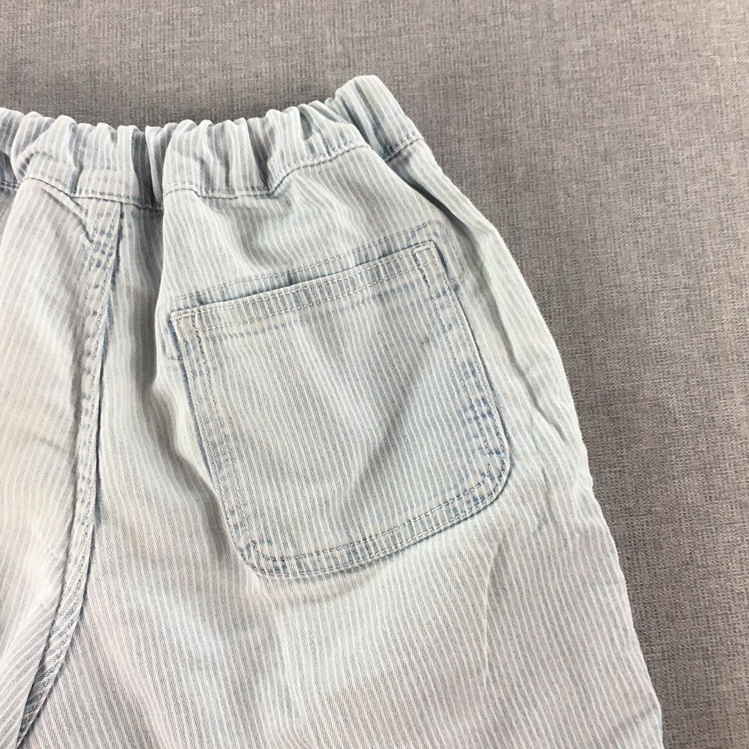 Uniqlo Kids Boys Shorts Size 4 - 5 Years Blue Striped Elastic Waist Pockets