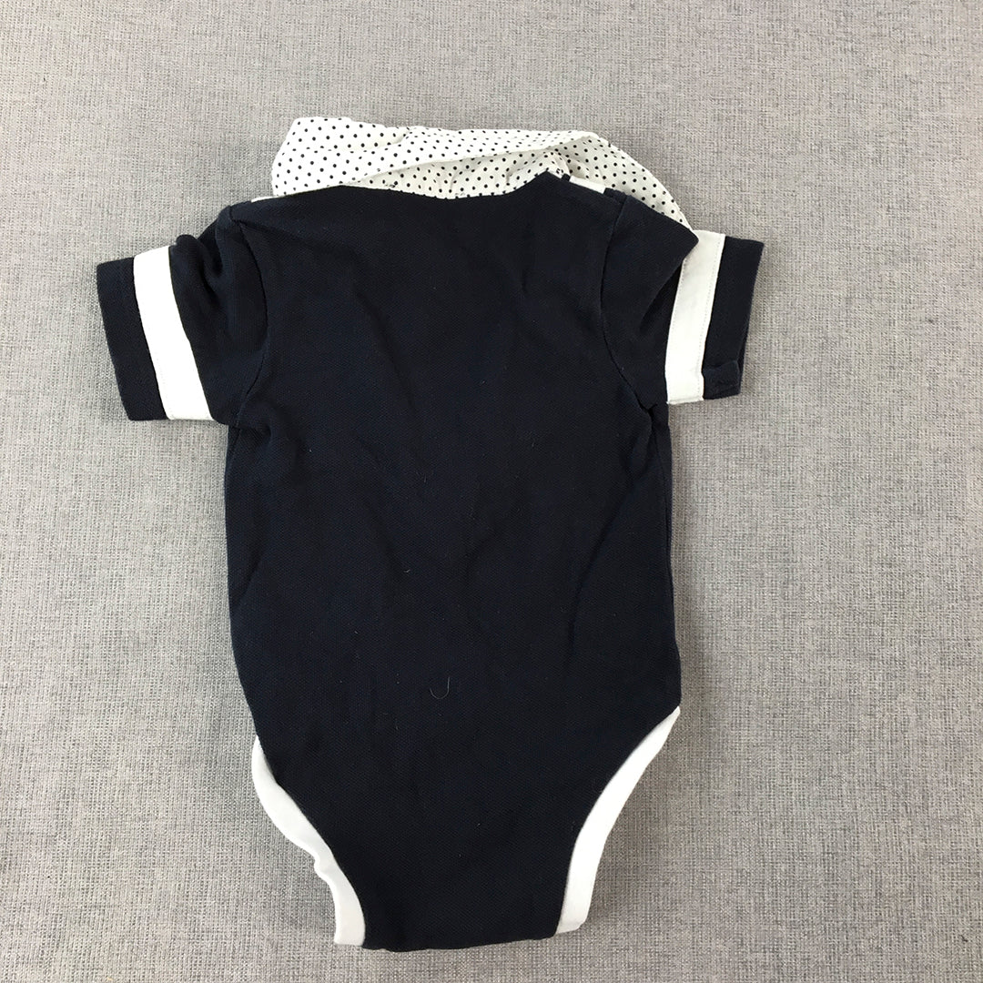 Bardot Junior Baby Bodysuit Size 000 (0 - 3 Months) Blue White One-Piece