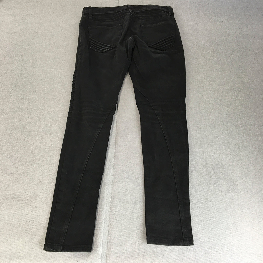 Kenji Womens Skinny Jeans Size 10 (W31 x L30) Black Dark Wash Stretch Denim