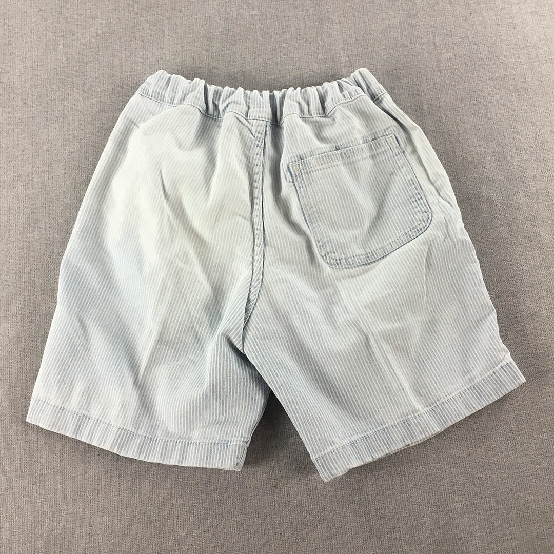 Uniqlo Kids Boys Shorts Size 4 - 5 Years Blue Striped Elastic Waist Pockets