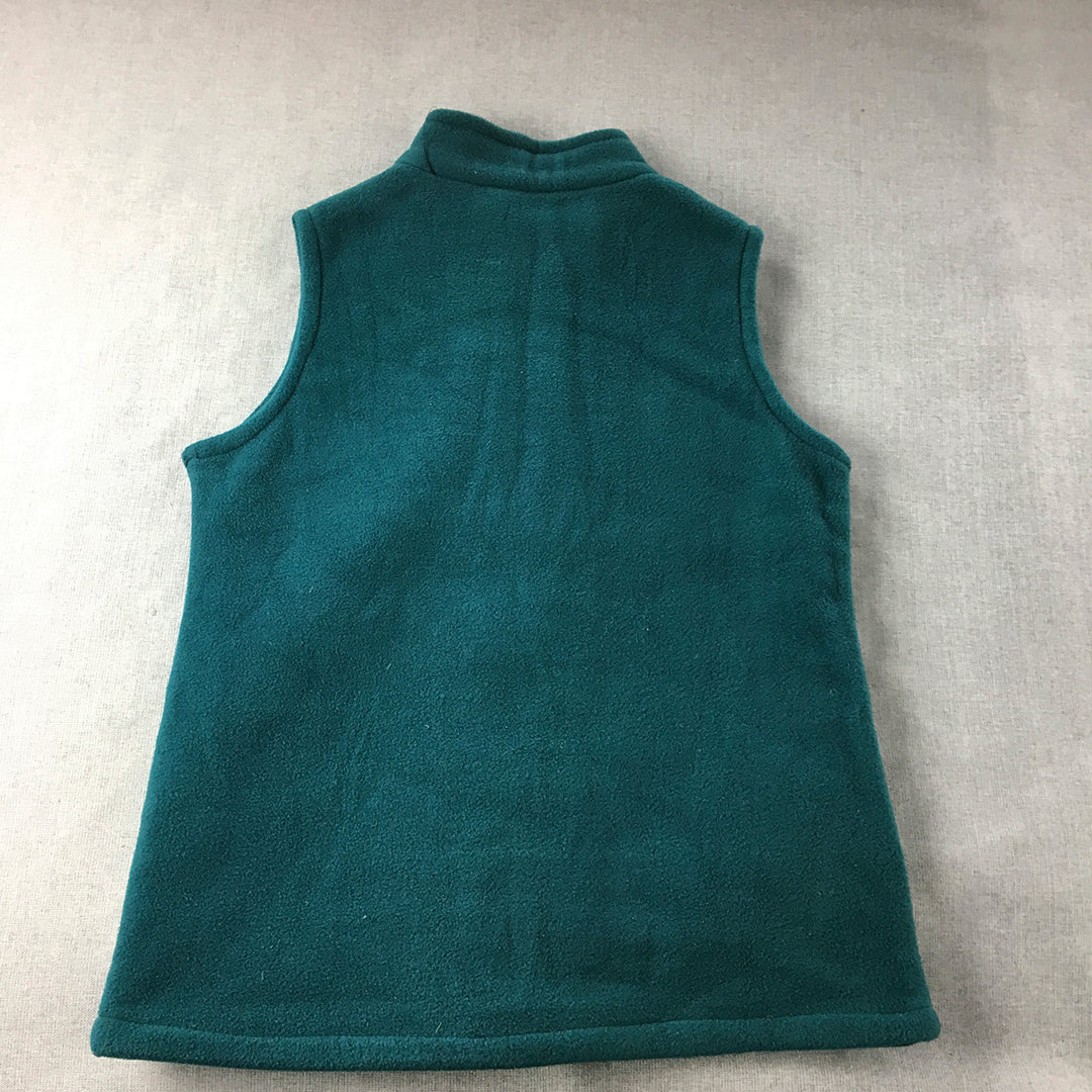 Cocolatte Womens Fleece Vest Jacket Size 12 Green Sleeveless Zip-Up Mock Neck