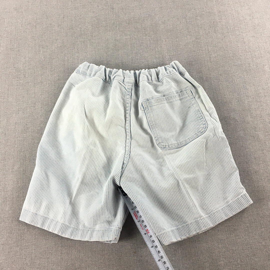 Uniqlo Kids Boys Shorts Size 4 - 5 Years Blue Striped Elastic Waist Pockets