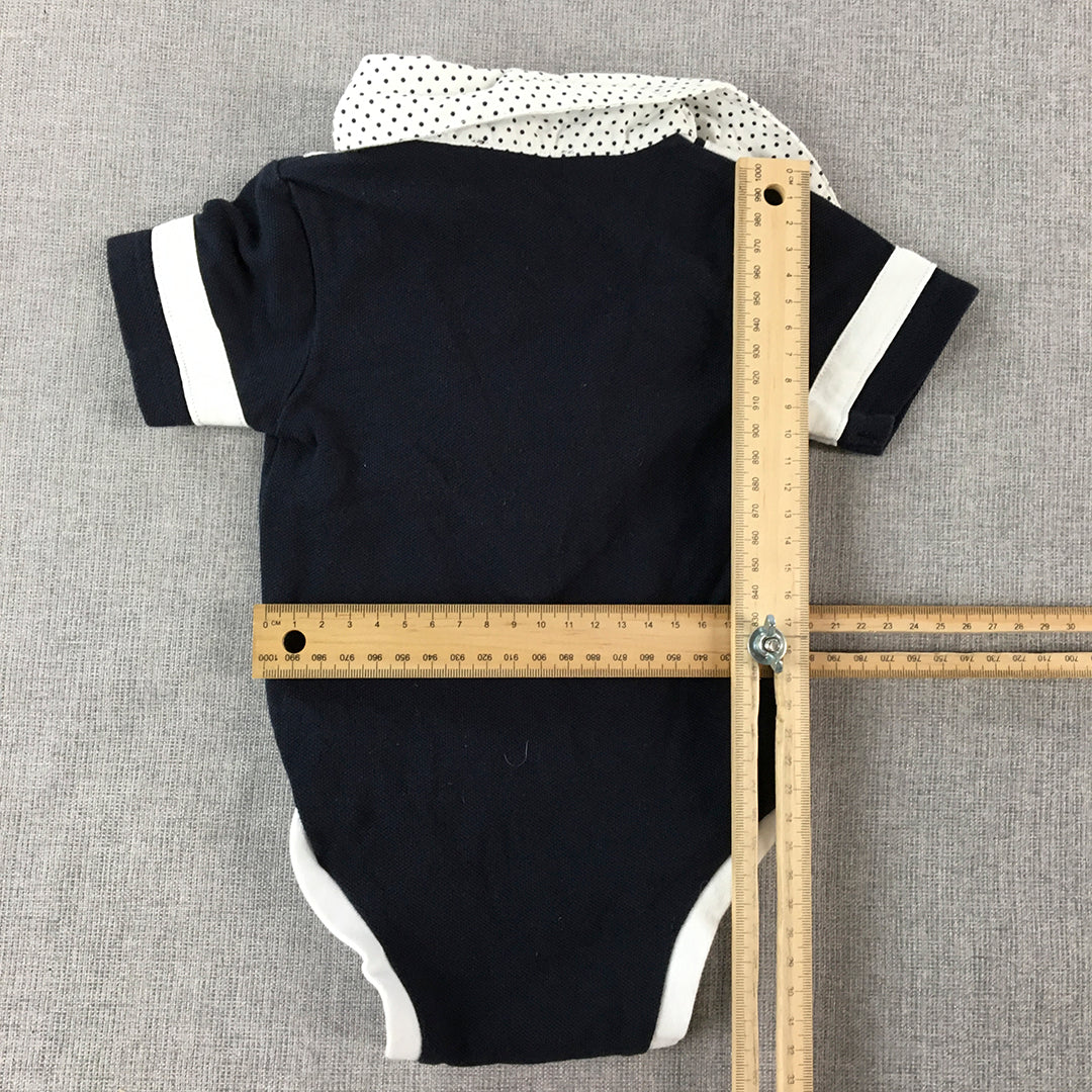 Bardot Junior Baby Bodysuit Size 000 (0 - 3 Months) Blue White One-Piece