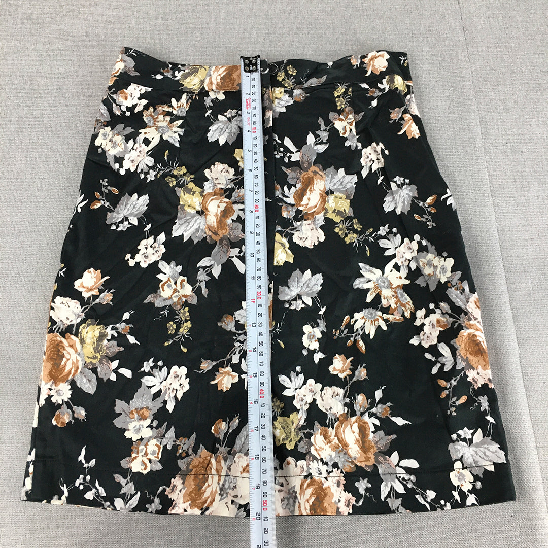 NEW Princess Highway Womens Skirt Size 10 Black Floral Straight