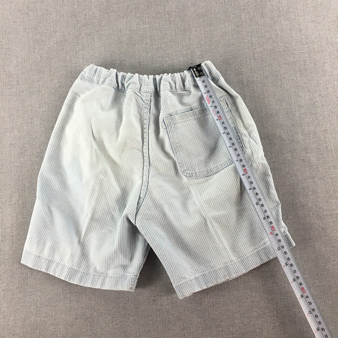 Uniqlo Kids Boys Shorts Size 4 - 5 Years Blue Striped Elastic Waist Pockets