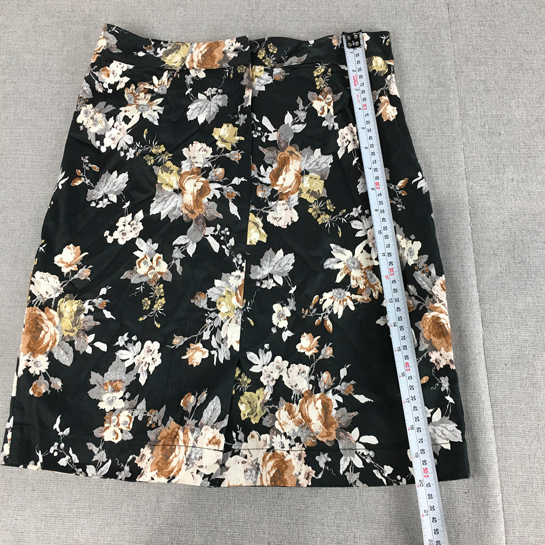 NEW Princess Highway Womens Skirt Size 10 Black Floral Straight