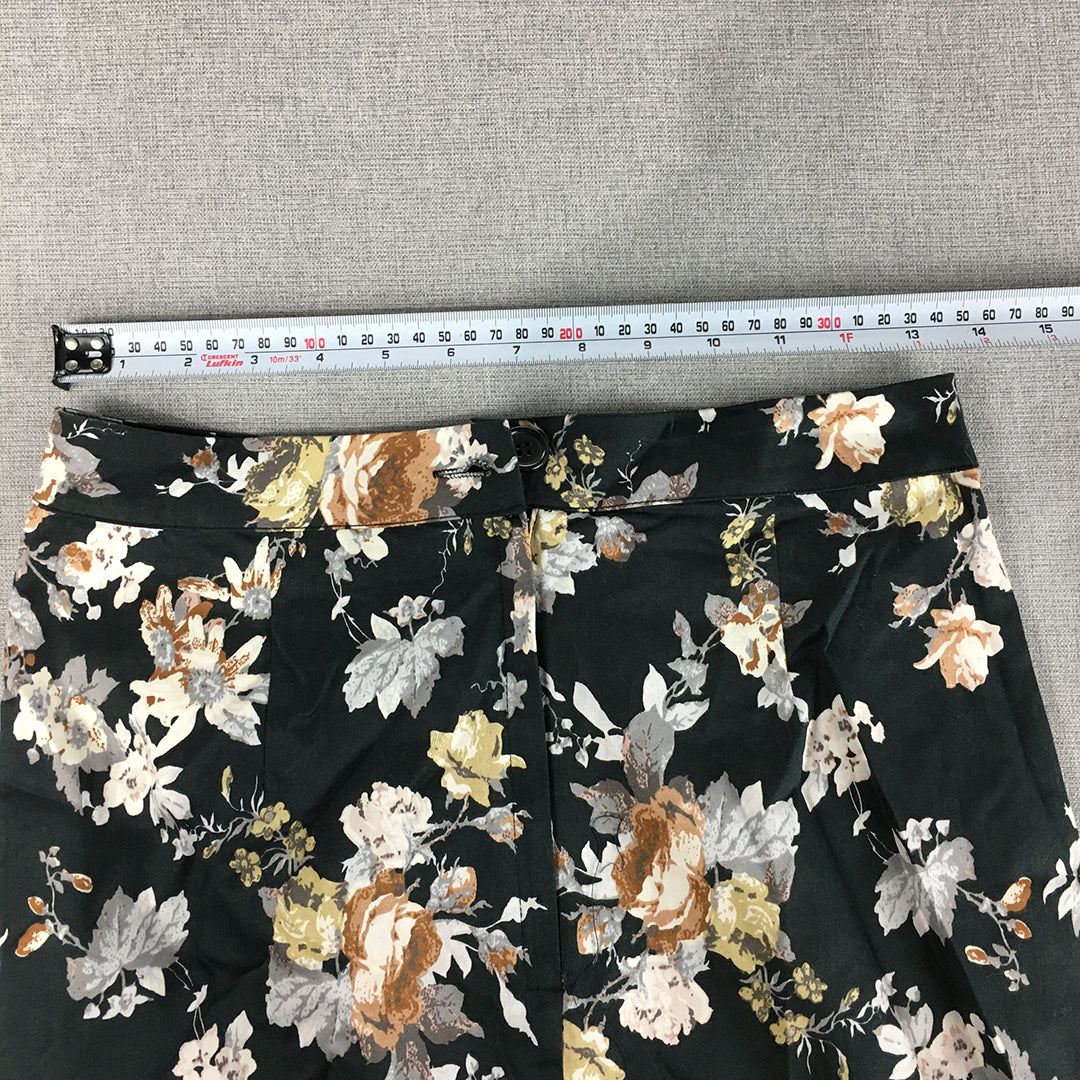 NEW Princess Highway Womens Skirt Size 10 Black Floral Straight