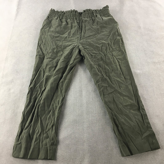 Zara Womens Pants Size XL Khaki Green Elastic Waist