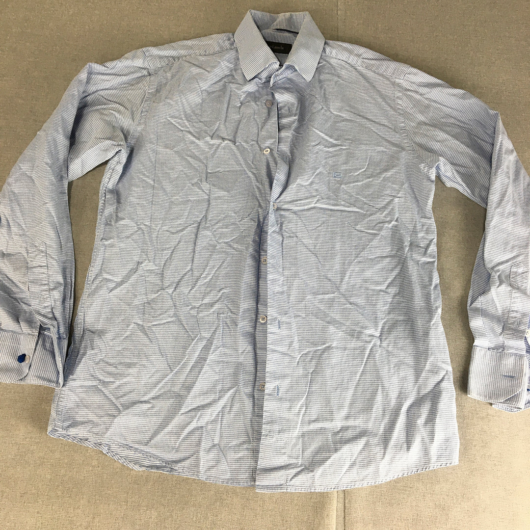 Guy Laroche Mens Shirt Size S (15.5) Blue Dot Long Sleeve Button-Up