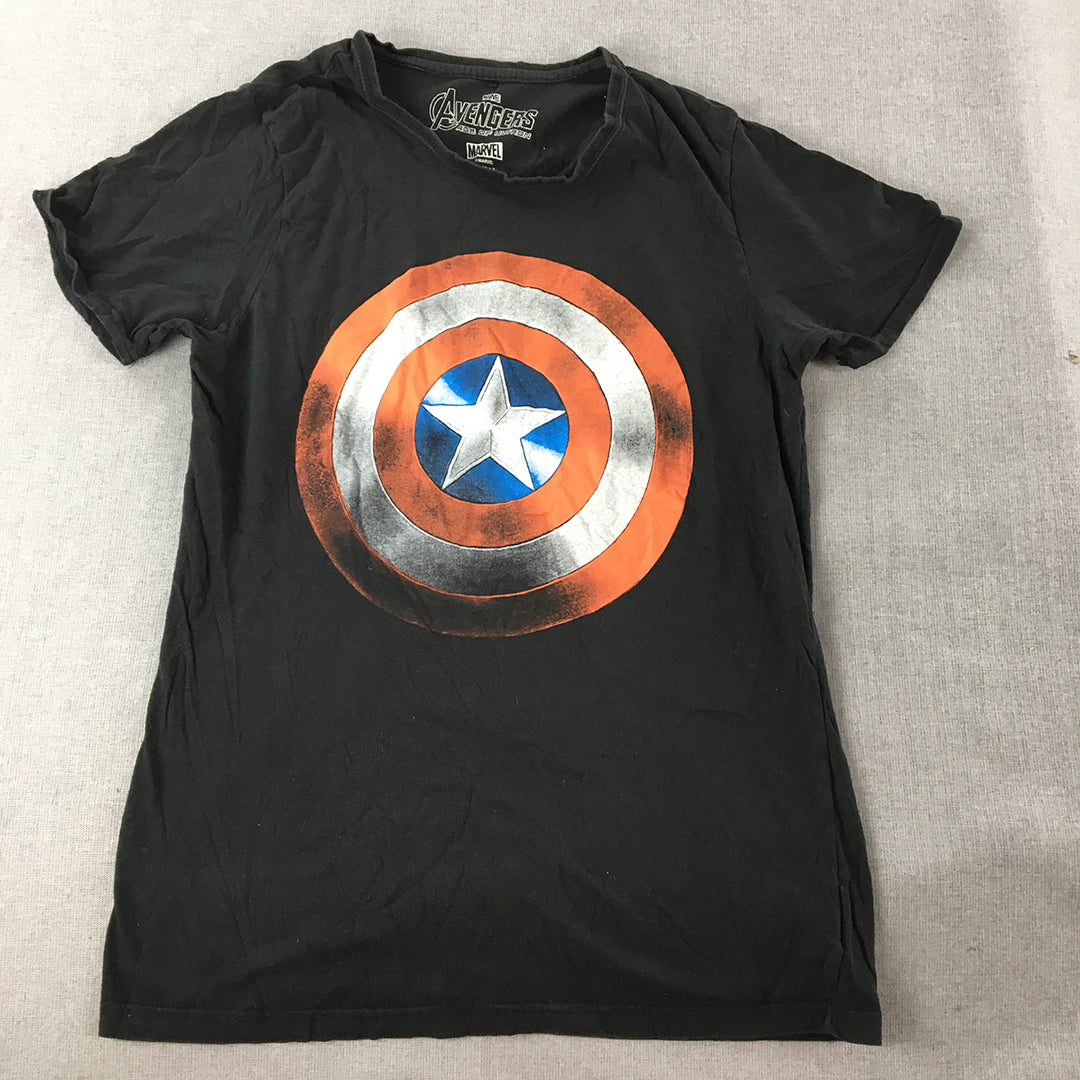 Marvel Avengers Mens T-Shirt Size M Black Captain America Age Of Ultron