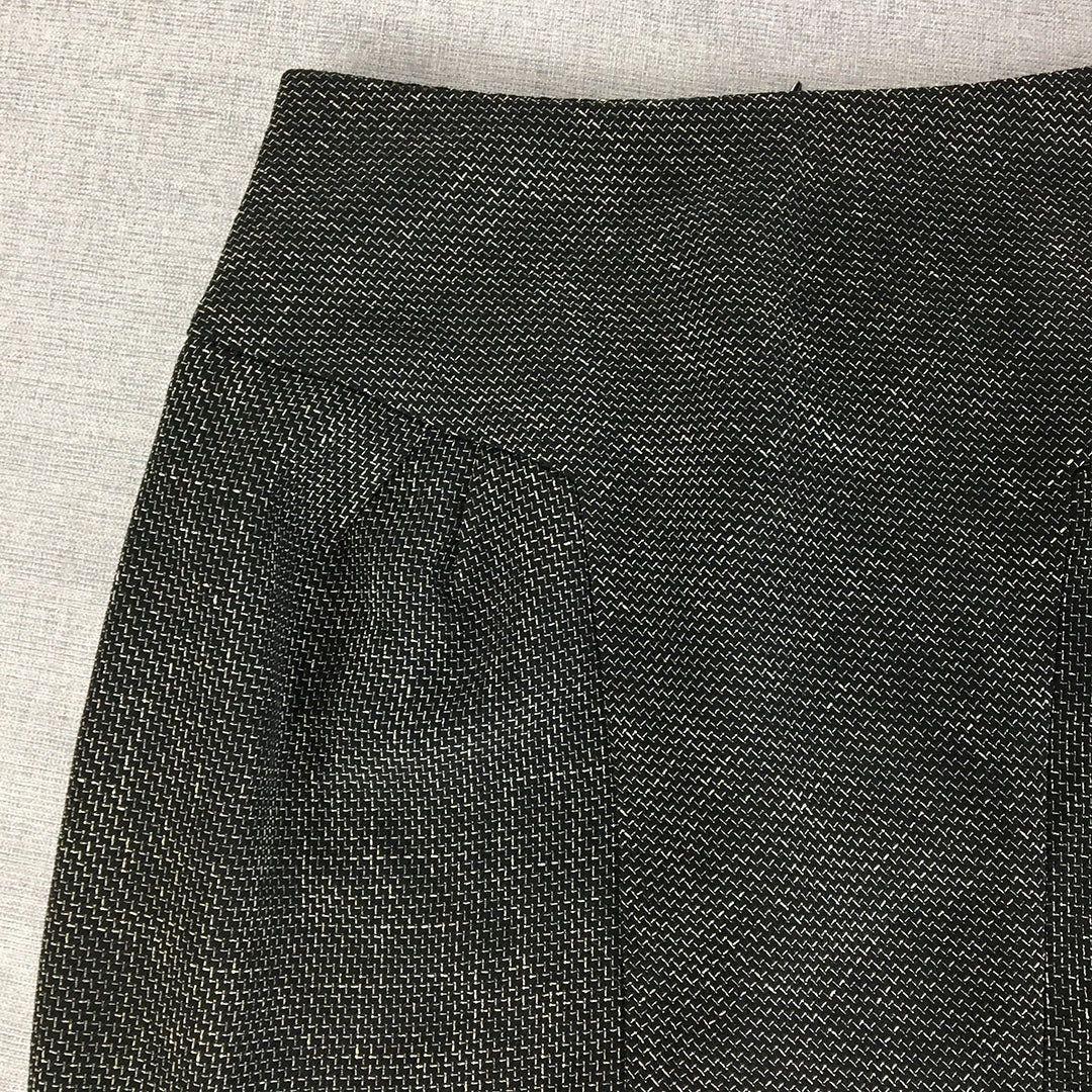 Cue Womens Pencil Skirt Size 8 Black Midi Straight