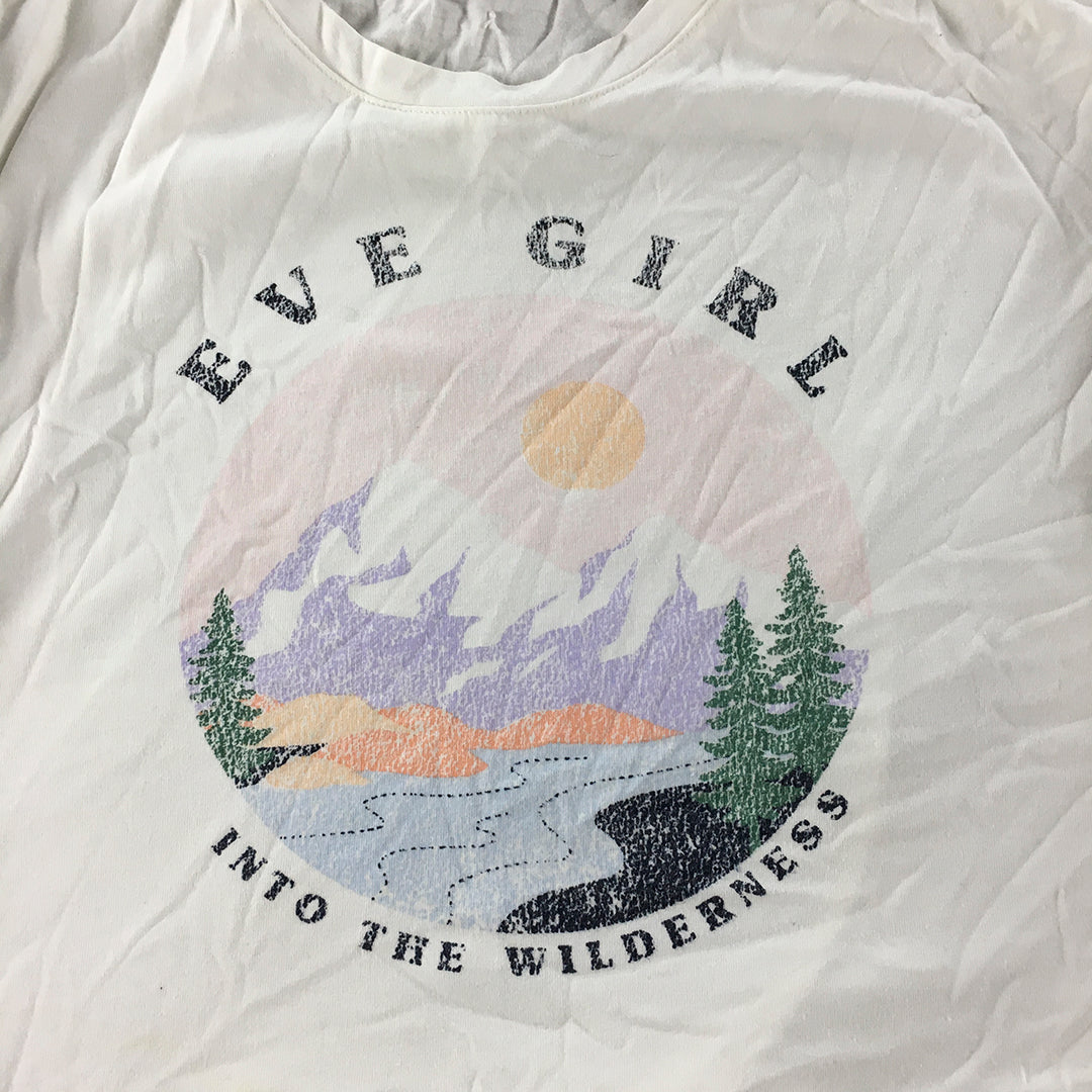 Eve Girl Long Sleeve Shirt Size 14 White Pullover Crew Neck Top