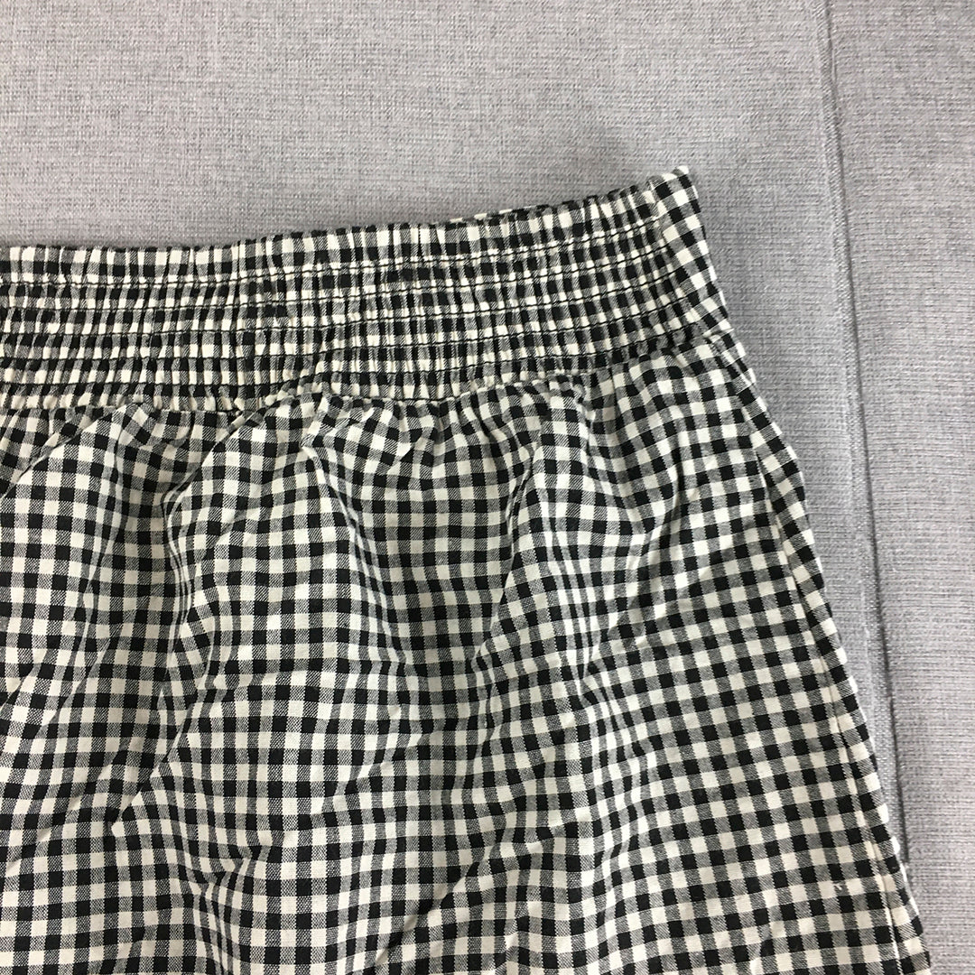 NEW Nunui Womens Mini Skirt Size 8 Black White Checkered Elastic Waist