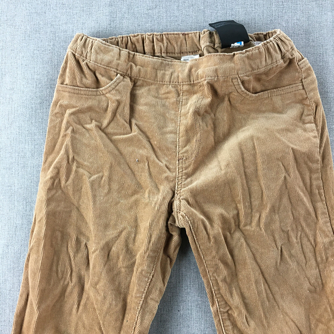 H&M Kids Boys Corduroy Pants Size 9 - 10 Years Brown Elastic Waist