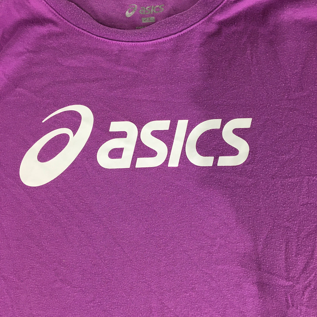 Asics Womens T-Shirt Size 14 Purple Logo Short Sleeve Top