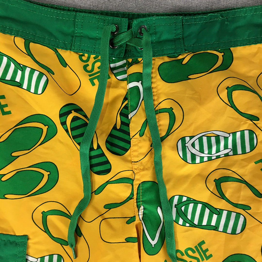 ASC Kids Boys Board Shorts Size 14 Yellow Green Surf Swim Australian Boardies