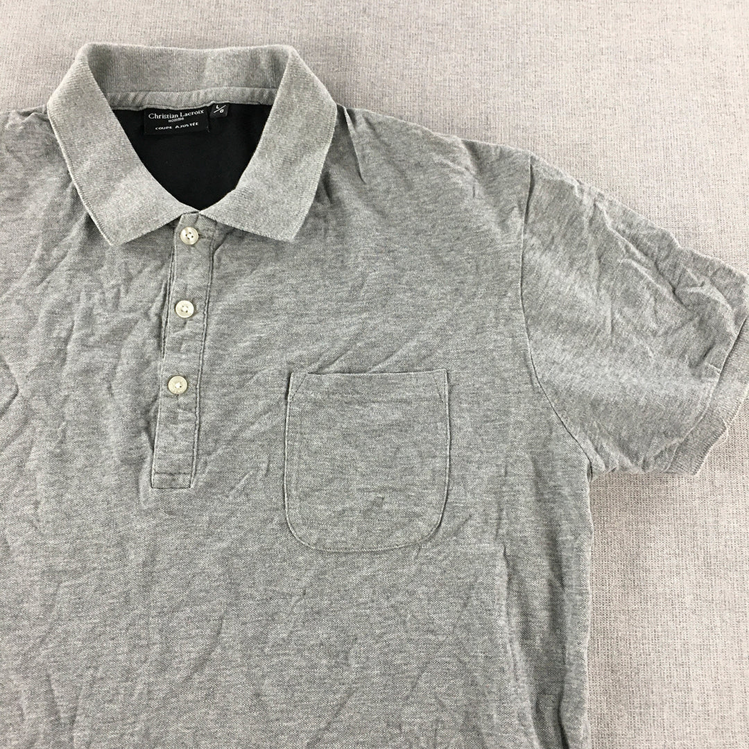 Christian Lacroix Homme Polo Shirt Size L Grey Collared Pocket Rugby