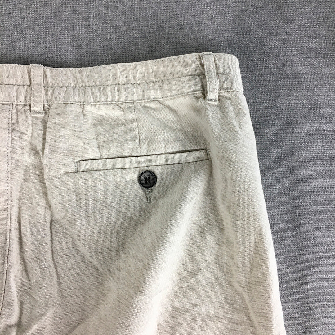 Van Heusen Womens Linen Shorts Size 16 Cream Beige Pockets