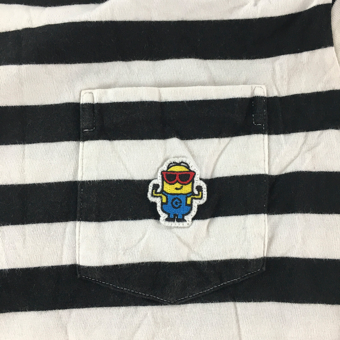 Uniqlo UT x Despicable Me T-Shirt Adult Size S Black White Striped Minions