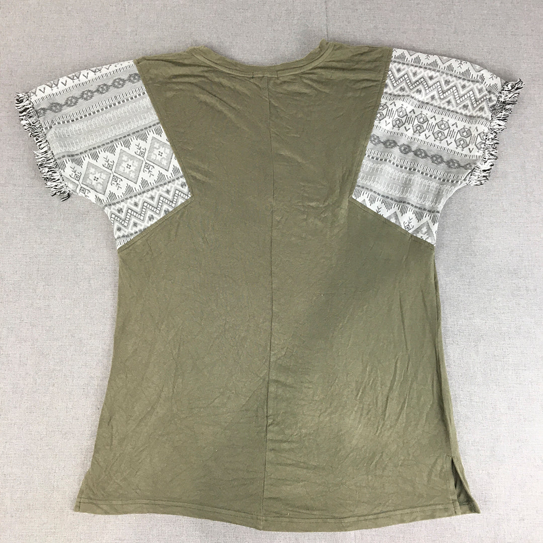 Refuge Womens T-Shirt Size S Khaki Green Short Sleeve Top