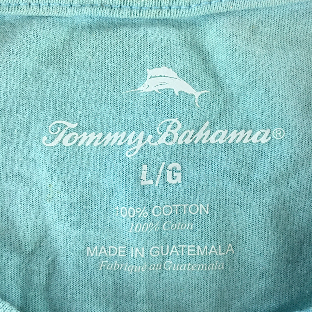 Tommy Bahama Mens T-Shirt Size L Blue Logo Short Sleeve Crew Neck Tee