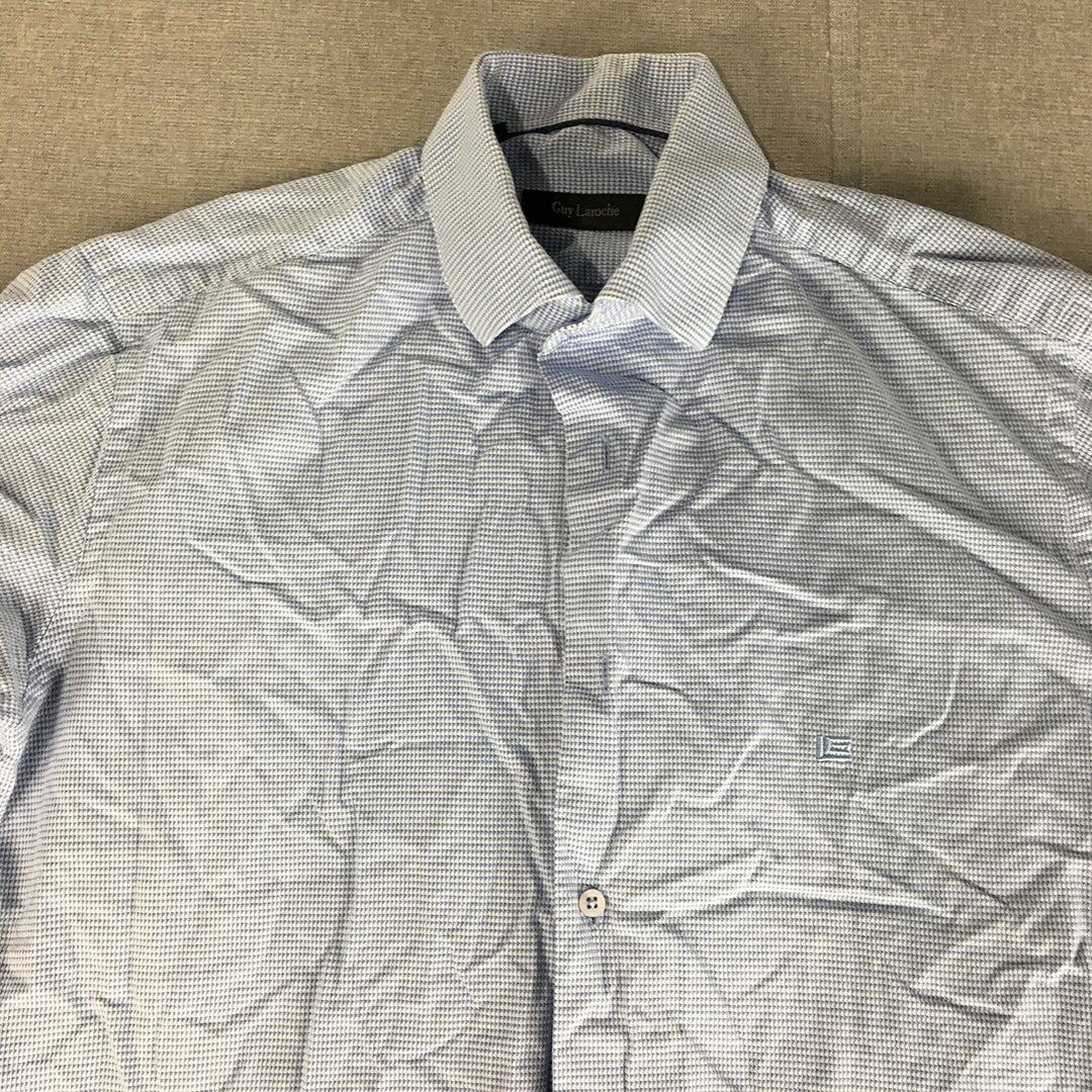 Guy Laroche Mens Shirt Size S (15.5) Blue Dot Long Sleeve Button-Up