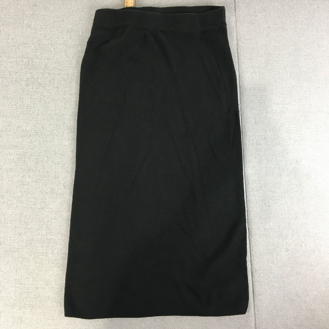 &me Womens Skirt Size M Black Straight Knit Elastic Waist