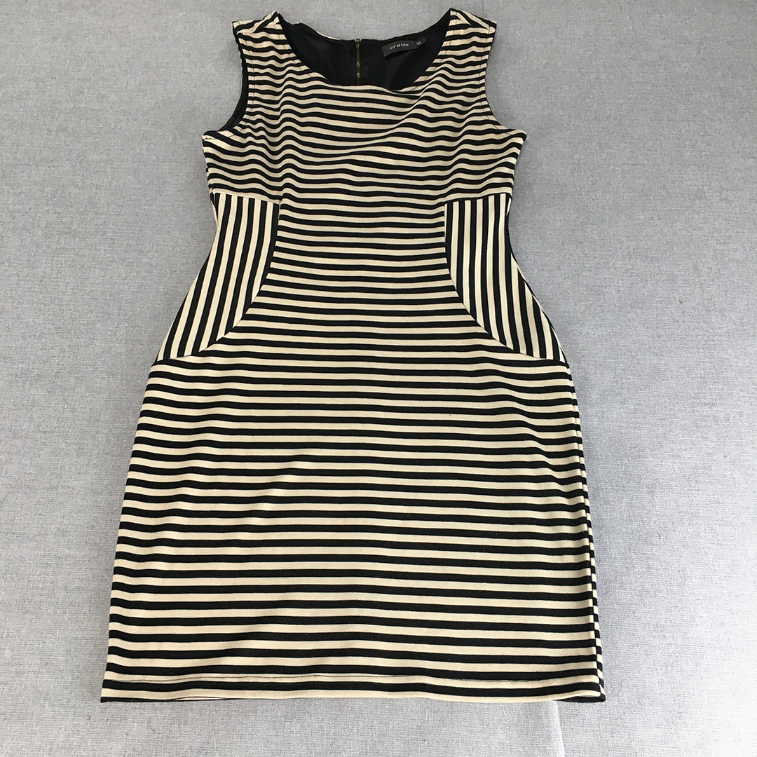 Cruise Womens Pencil Dress Size 36 (Small) Black & Beige Striped Mini